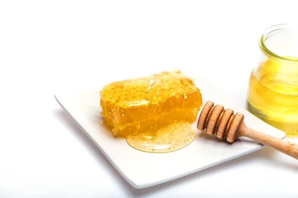 Cazo de miel y panal — Foto de Stock