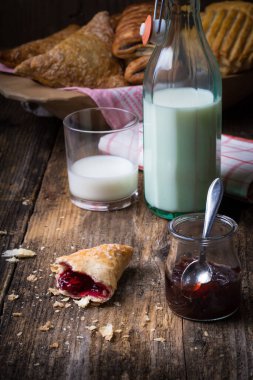 Sütlü kahvaltılık hamur işleri.