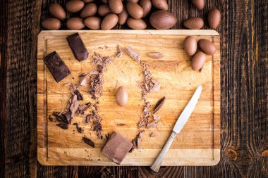 Çikolatalı yumurta ve çiğ çikolata.