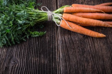 Taze taze havuç ve yapraklar.