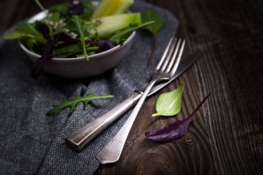 Spring salad with cucumber and arugula.