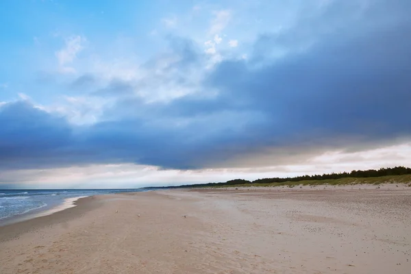 Балтийское Побережье Деревянным Пнем Облачным Небом — стоковое фото