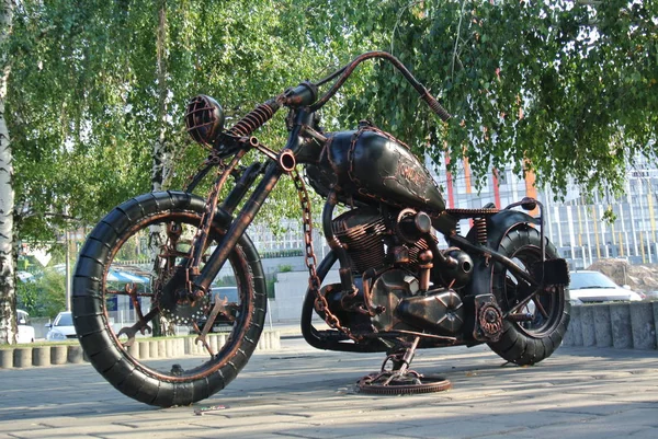 Motorcycle Details Dnieper River Shore Ukraine — Stock Photo, Image