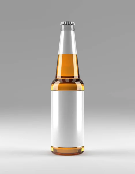 Botella limpia de cristal burlón sobre fondo gris — Foto de Stock