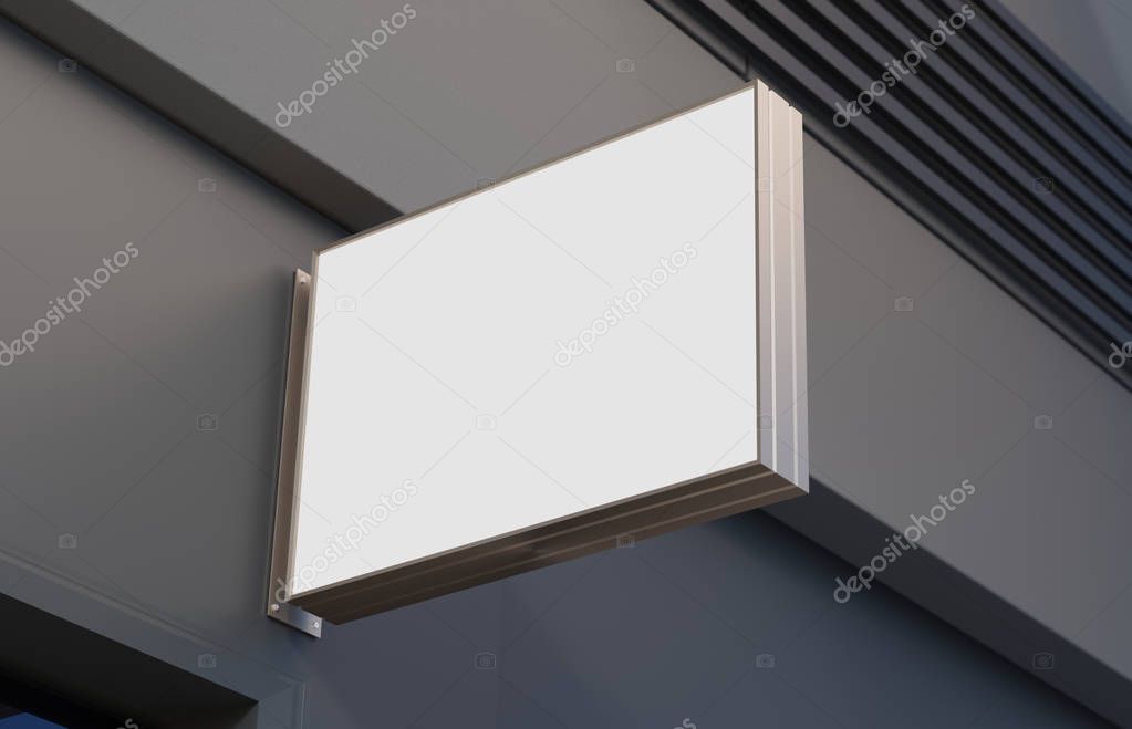 Blank, outdoor signage, signboard mockup, sign mounted on the building for logo presentation. 3d rendering