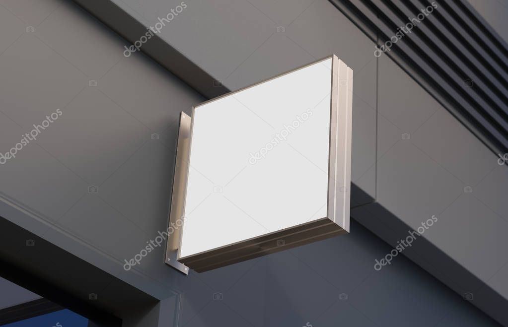 Blank, outdoor signage, signboard mockup, sign mounted on the building for logo presentation. 3d rendering