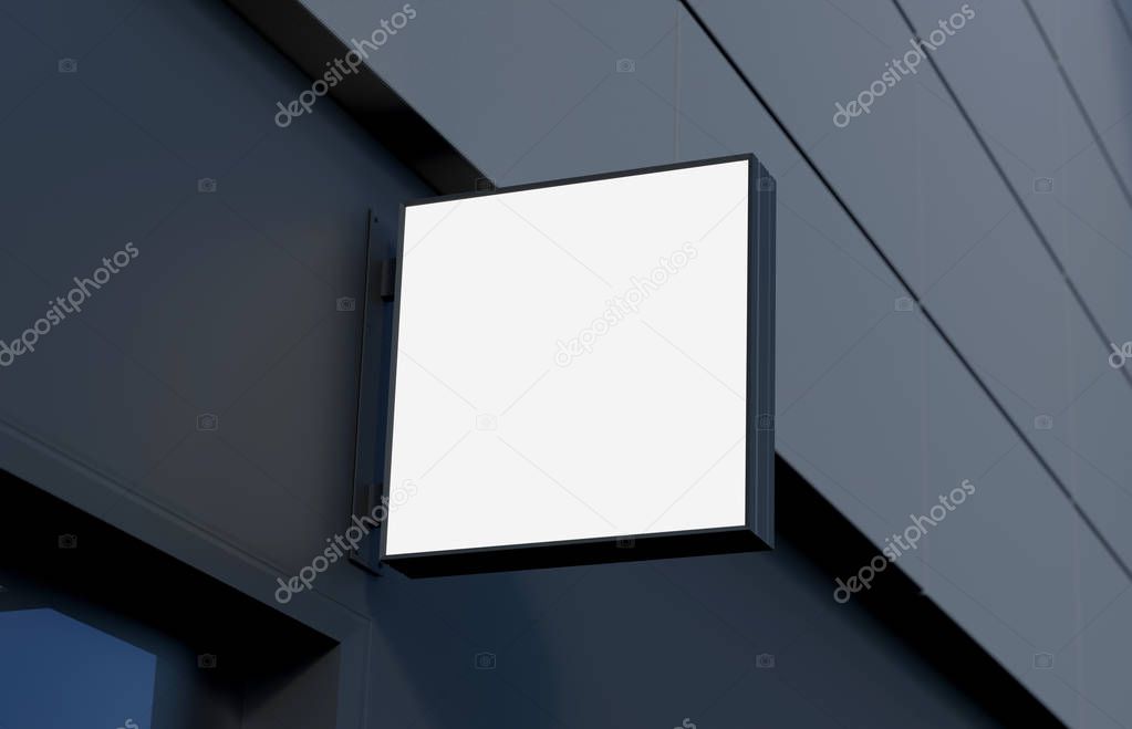 Blank, outdoor signage, signboard mockup, sign mounted on the building for logo presentation. 3d rendering