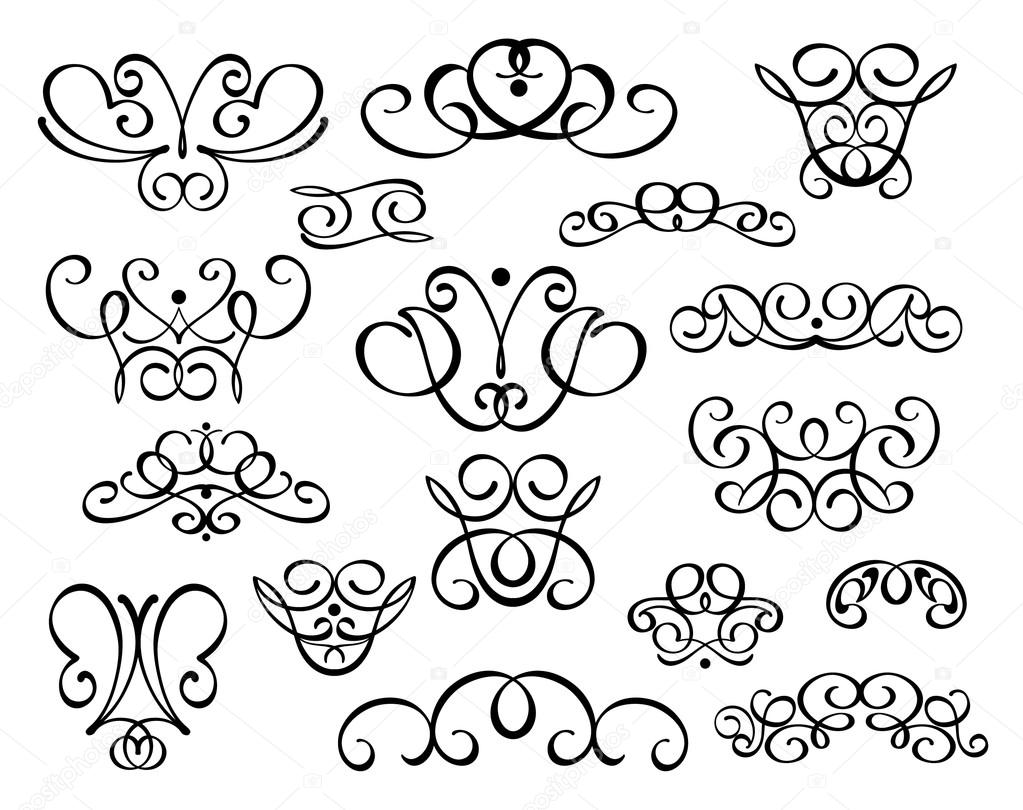 Set of decorative elements. Dividers.Vector illustration.Well built for easy editing.