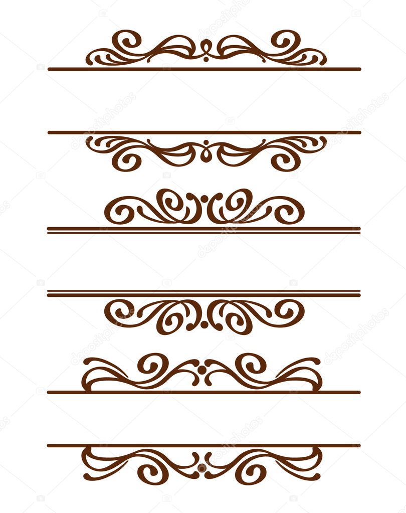 Calligraphic ornaments and frames. Retro style of design elements, decorations for postcard, banners, logos,menu .