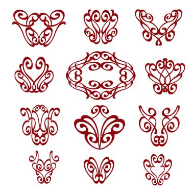 Zarif retro tasarım öğeleri kümesi. Vektör çizim