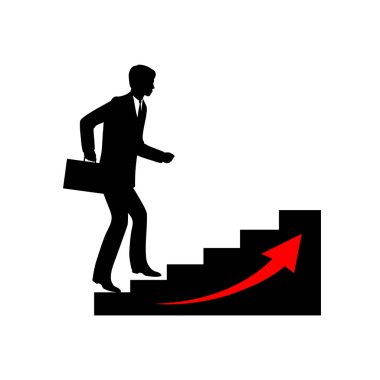 Kariyer basamaklarını yürüyen bir adam. Brown. Vektör çizim.