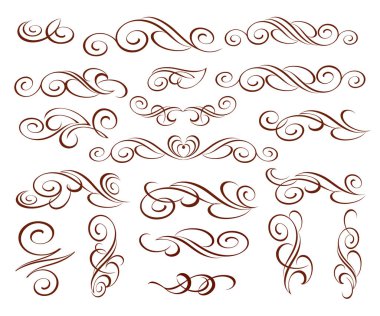 Tasarım öğeleri. Vektör çizim. Kahverengi beyaz üzerine.