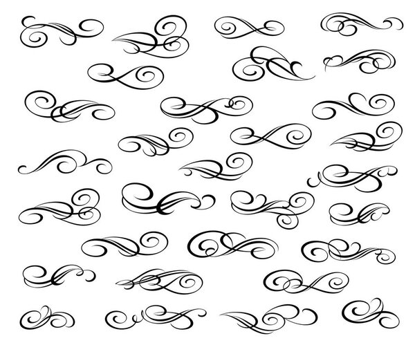 Set of decorative elements. Dividers.Vector illustration.Well built for easy editing.For calligraphy graphic design, postcard, menu, wedding invitation, romantic style.