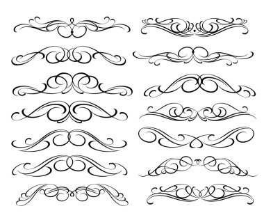 Dekoratif öğeler kümesi. Dividers.Vector resimde. Kolay düzenleme için inşa. Hat grafik tasarım, kartpostal, menü, düğün davetiyesi, romantik tarzı için.