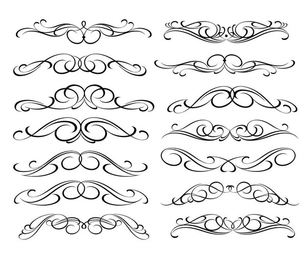 Set of decorative elements. Dividers.Vector illustration.Well built for easy editing.For calligraphy graphic design, postcard, menu, wedding invitation, romantic style.