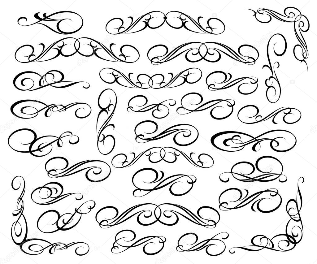 Set of decorative elements. Vector illustration.