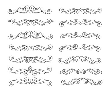 Dekoratif öğeler kümesi. Dividers.Vector illüstrasyon.