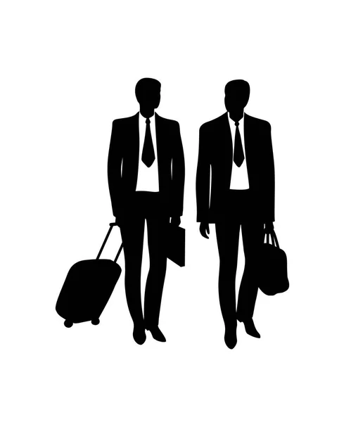 Dois empresários com uma mala e um saco . —  Vetores de Stock