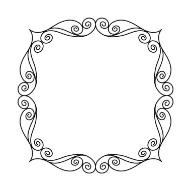 Zarif çerçeve. Vektör çizim. Siyah .