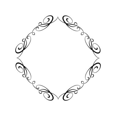 Zarif çerçeve. Vektör çizim. Beyaz üzerine siyah.
