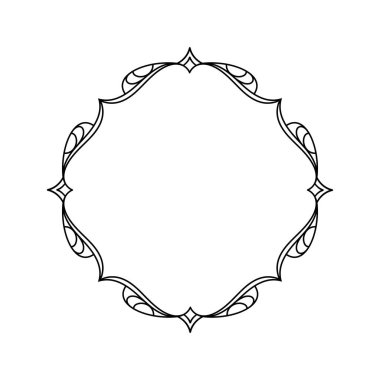 Zarif çerçeve. Vektör çizim. Beyaz üzerine siyah.