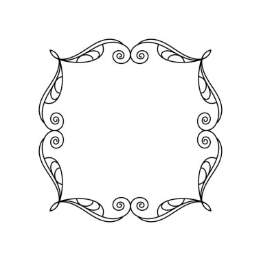 Zarif çerçeve. Vektör çizim. Beyaz üzerine siyah.
