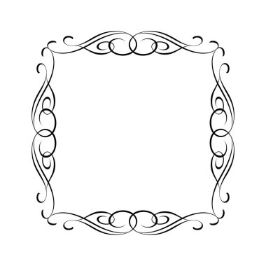Zarif çerçeve. Vektör çizim. Siyah beyaz.