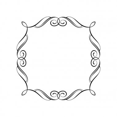 Zarif çerçeve. Vektör çizim. Beyaz üzerine siyah.