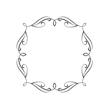 Zarif çerçeve. Vektör çizim. Beyaz üzerine siyah.