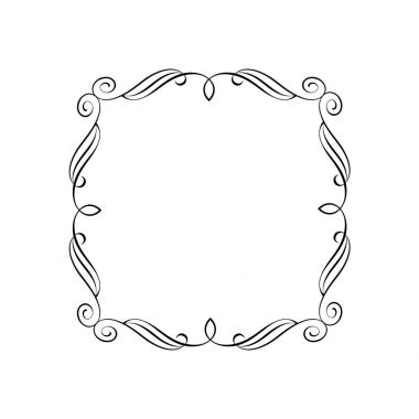 Zarif çerçeve. Vektör çizim. Beyaz üzerine siyah.