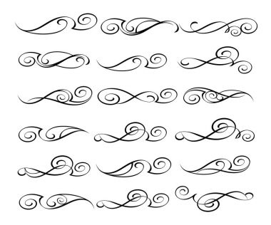 Dekoratif öğeler kümesi. Dividers.Vector resimde. Kolay düzenleme için inşa. Hat grafik tasarım, kartpostal, menü, düğün davetiyesi, romantik tarzı için.