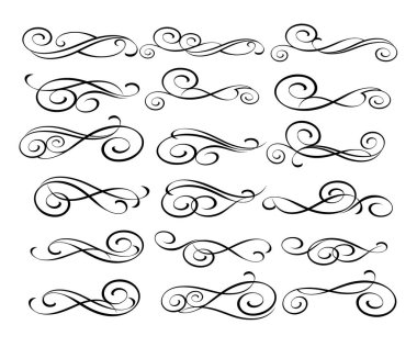 Dekoratif öğeler kümesi. Dividers.Vector resimde. Kolay düzenleme için inşa. Hat grafik tasarım, kartpostal, menü, düğün davetiyesi, romantik tarzı için.