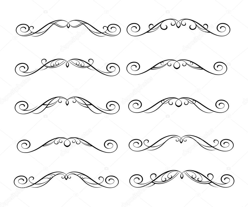 Set design elements. Vector illustration. Black on white.