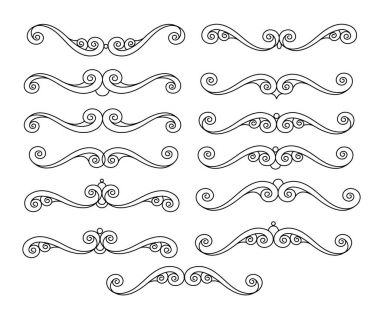 Tasarım öğeleri kümesi. Vektör çizim. Beyaz üzerine siyah.