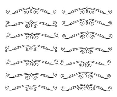 Tasarım öğeleri kümesi. Vektör çizim. Beyaz üzerine siyah.