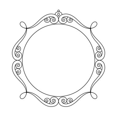 Zarif çerçeve. Vektör çizim. Beyaz üzerine siyah.