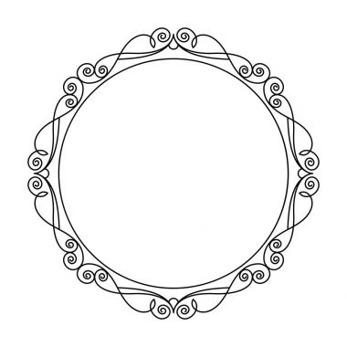 Zarif çerçeve. Vektör çizim. Beyaz üzerine siyah.