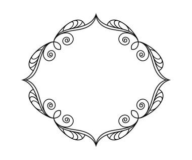 Zarif çerçeve. Vektör çizim. Beyaz üzerine siyah.