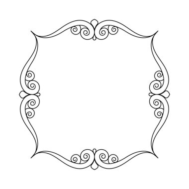 Zarif çerçeve. Vektör çizim. Beyaz üzerine siyah.