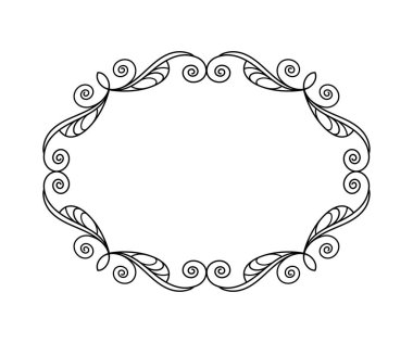 Zarif çerçeve. Vektör çizim. Beyaz üzerine siyah.