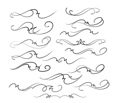 Dekoratif öğeler kümesi. Dividers.Vector resimde. Kolay düzenleme için inşa. Hat grafik tasarım, kartpostal, menü, düğün davetiyesi, romantik tarzı için.