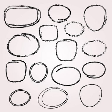 Çerçeve çizilmiş dokusal fırça ile ayarlayın. Vektör çizim.