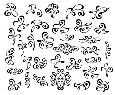 Dekoratif öğeler kümesi. Dividers.Vector resimde. Kolay düzenleme için inşa. Hat grafik tasarım, kartpostal, menü, düğün davetiyesi, romantik tarzı için.