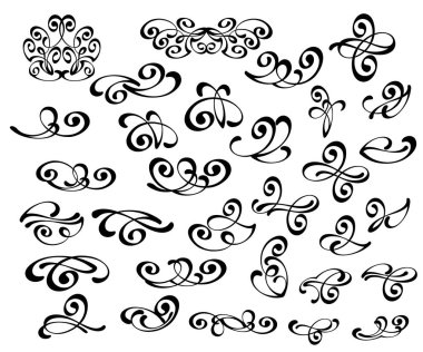 Dekoratif öğeler kümesi. Dividers.Vector resimde. Kolay düzenleme için inşa. Hat grafik tasarım, kartpostal, menü, düğün davetiyesi, romantik tarzı için.