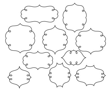 Vektör retro çerçeveleri ayarlayın. Vektör çizim. Beyaz üzerine siyah.