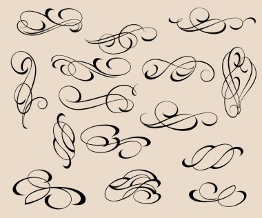 Tasarım öğeleri kümesi. Vektör çizim. Bej Siyah .