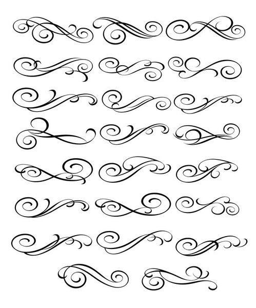 Set of decorative elements. Dividers.Vector illustration.Well built for easy editing.For calligraphy graphic design, postcard, menu, wedding invitation, romantic style.