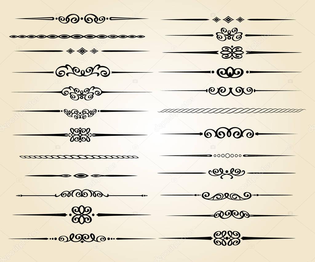 Set ornamental rule lines in different design.Vintage  style.