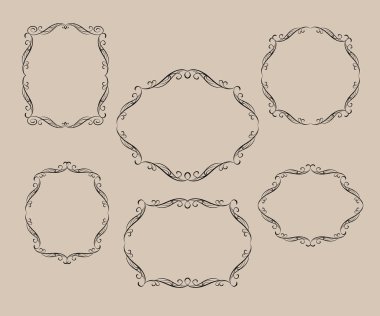 Zarif çerçeve. Vektör çizim. Bej Siyah.
