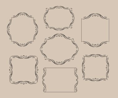 Zarif çerçeve. Vektör çizim. Bej Siyah.